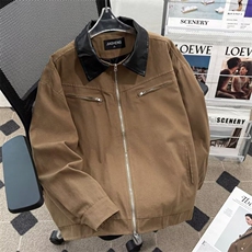 拼接翻领工装外套男款水洗夹克小众高级感垫肩棒球服百搭7712P75，男装夹克，星座410-2