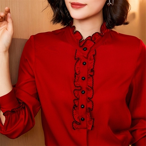 时尚都市优雅真丝衬衫 木耳边设计 展现女性魅力图片
