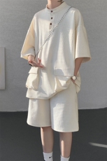 TZ777-特批68控98高品质肌理感亲肤晾干短袖短裤大码T恤2件套，男装牛仔裤，电商A059