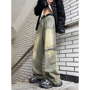 牛仔裤男款夏季美式高街vibe宽松直筒阔腿裤休闲长裤N806-P53图片