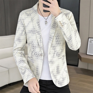 X619-P852025秋季时尚男士格纹小西装青年西服外套