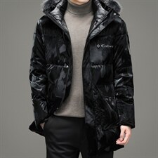 21冬季新款连帽羽绒服中长款男士狐狸毛毛领外套SNNYR86R022-P325,男装羽绒服,电商B212（原钱塘6029）