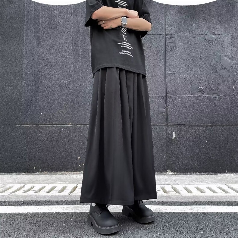 暗黑风宽松阔腿裤女男春夏季中性设计款休闲裤情侣裙裤K2859/P48,男装休闲裤,星座506