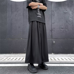 暗黑风宽松阔腿裤女男春夏季中性设计款休闲裤情侣裙裤K2859/P48图片