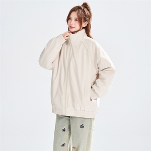 现货美式高街休闲夹克冬季三防立领纯色户外工装加厚棉服外套图片