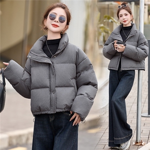 短款羽绒服女2025冬季新款小个子宽松立领白鸭羽绒面包服外套图片