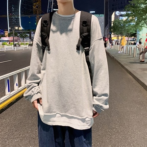 圆领卫衣男假两件长袖上衣女宽松潮流百搭ins秋季潮牌港风W90-P30图片