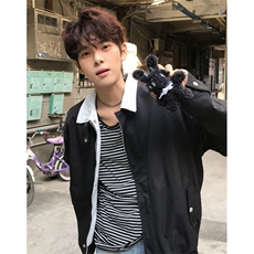 白条纹双面穿夹克外套男翻领简约韩版春秋冬季JK002，男装夹克，星座1116A（原606A-3）