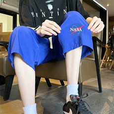 QK72252-P25冰丝七分裤男大码速干短裤男五分裤港风风格，男装休闲裤，电商A040