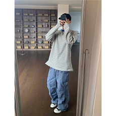 美式复古水洗工装裤男新款潮牌宽松直筒休闲解构阔腿裤N13422-p58，男装工装外套，星座1008
