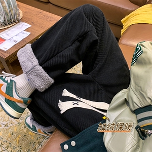 冬装新款灯芯绒男士直筒裤加绒加绒宽松棉花绒休闲裤 KZ2032 P25图片