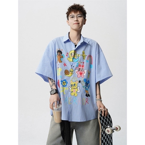 CS1128-P60控98高品质夏季新款设计感大码冰丝短袖情侣衬衫