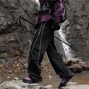 抖音品质美式条纹褶皱设计山系伞兵冲锋裤B315-K25304-特p35控68图片