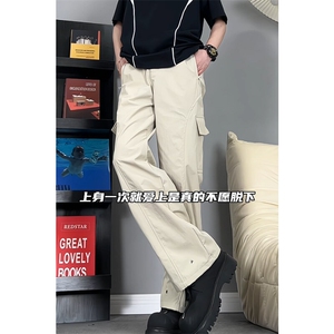 2025高级感大码休闲裤设计感拼接铆钉拖地裤25XK67001特批38图片