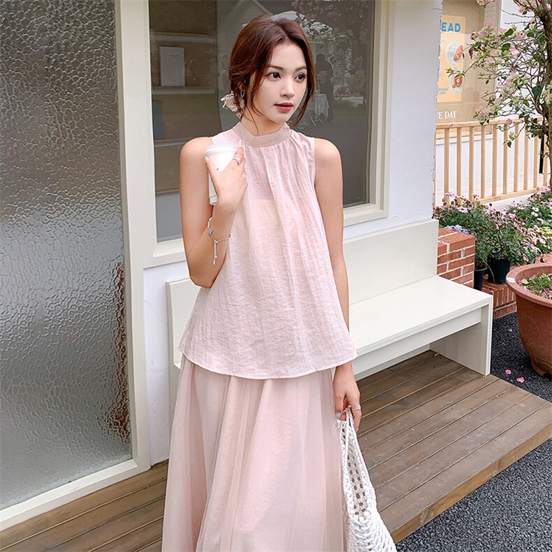 2025年夏季新款法式无袖上衣半裙套装-款号5858-P145-K218，女装套装/套裙，浙宝305