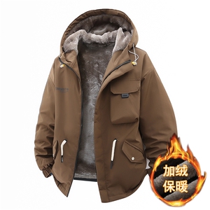 立体冬季外套加绒加厚潮牌夹克连帽宽松保暖派克服 A436-D201-P80图片