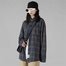 2021秋季新中性风蒙马特港风休闲大码男日系格子衬衫C508-P40，男装衬衫，电商A001