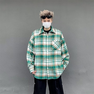 春秋新款日系格子长袖衬衣男女士潮牌潮流休闲痞帅衬衫外套-C266图片