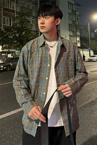 有货（自家图）美式休闲潮牌格子衬衫男慵懒风外套-CS003批45控58图片