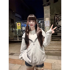 抖音得物高品质26春装美式高街铆钉杜宾犬耳朵开衫卫衣外套W125，女装短外套，电商A486