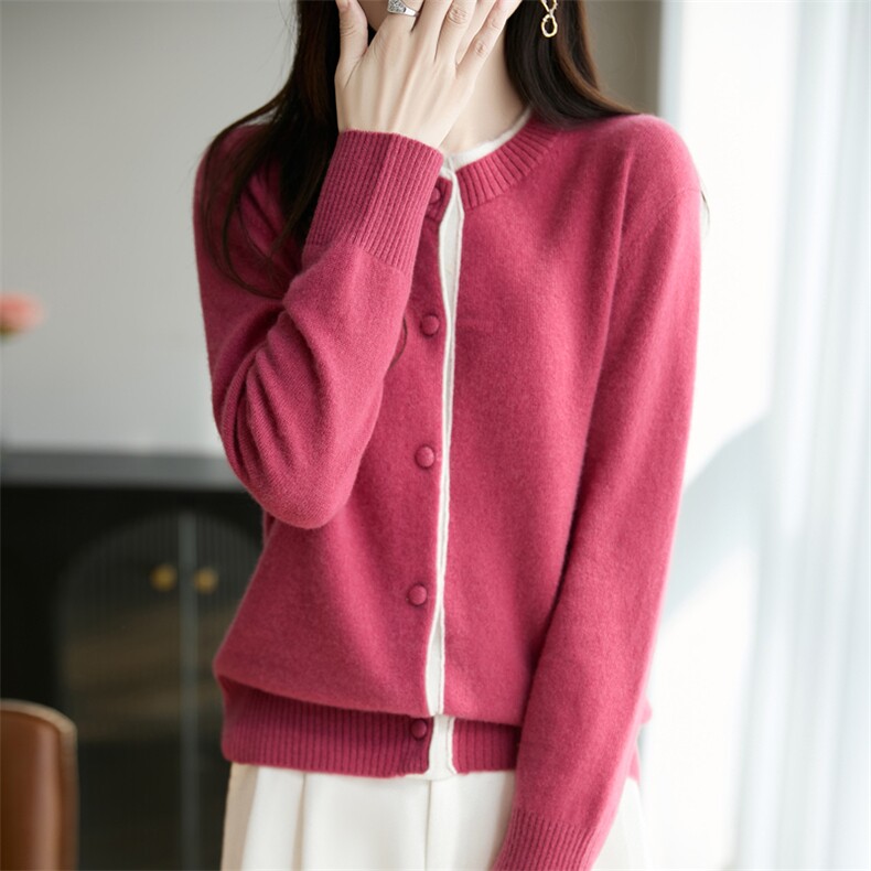 2025年秋季长袖时尚百搭通勤简约休闲假两件开衫，女装羊毛衫，秋双羊绒