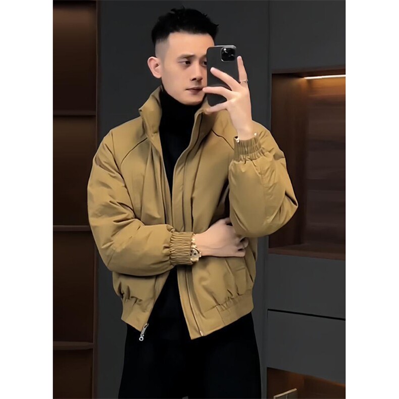 现货美式高街休闲夹克冬季三防立领纯色户外工装加厚棉服外套,男装夹克,电商A486