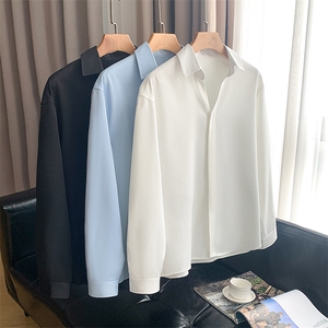 平铺~春季V领加厚暗扣设计长袖衬衫 CS2203/P50图片