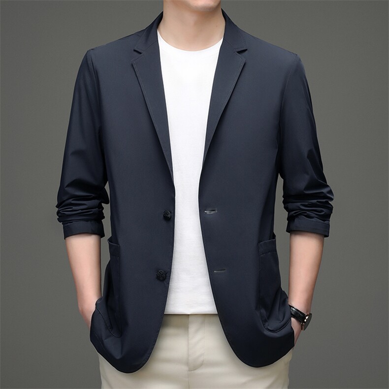 2023春夏新款男士休闲便西防晒服男装中年商务休闲单排扣西服薄款,男装西服,电商B212（原钱塘6029）