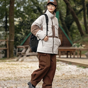 2026冬季新款男日系潮牌立领白鸭绒羽绒服加厚拼色外套YR18-F253图片