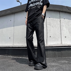 夏款男皮裤微喇叭直筒宽松皮革长皮裤h175P60，男装皮裤，星座1013-1