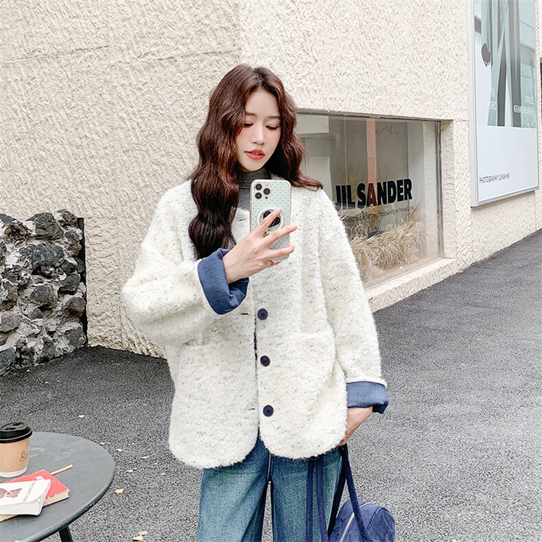 【新品】小香风圆领短款小个子毛呢外套女5130-P180-K268,女装短外套,2C126