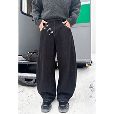 丹尼黑色弯刀牛仔裤男宽松阔腿廓形慵懒松弛垂感镰刀裤子N9044，男装牛仔裤，星座1116A（原606A-3）