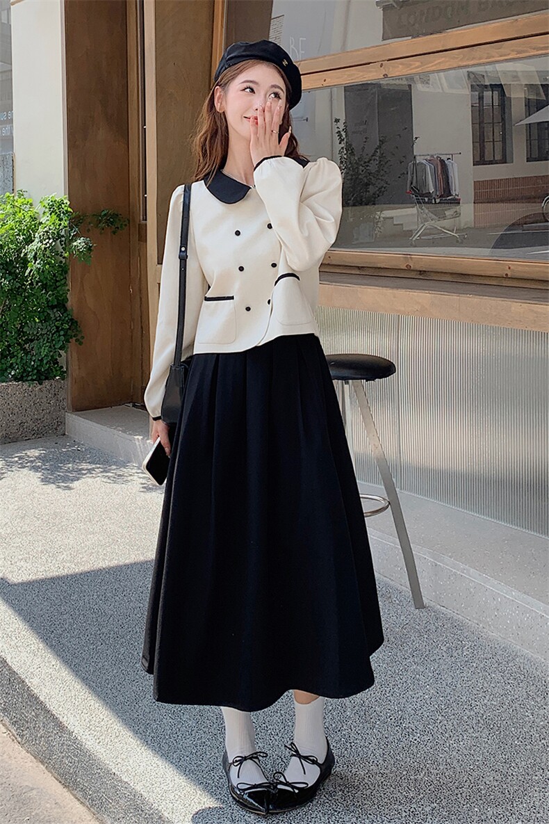 【新品首-发】韩系简约甜美娃娃领套装ZB212-2383-P165-K218,女装套装/套裙,浙宝285（原212）
