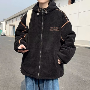 羊羔绒棉衣外套男女同款冬季棉服撞色连帽保暖夹克棉袄子 W63图片