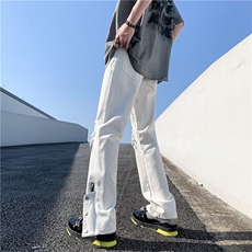 牛仔裤男韩版潮流高街帅气裤脚开衩2024夏季新款ins长裤TG08-P43，男装牛仔裤，星座1109-3