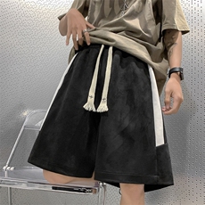 XZ514-2-1516-P43麂皮绒宽松休闲运动五分裤男抽绳直筒条纹短裤，男装休闲裤，星座514-2(原B239)