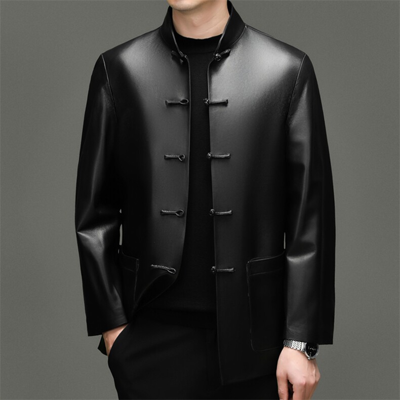 BG-P2206秋冬新款男士海宁皮衣风唐装绵羊皮真皮皮衣男，男装皮衣，电商B360A（原721A）