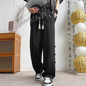 夏季薄款潮牌宽松休闲裤新中式风盘扣裤子男士 现货 K7910-P28图片