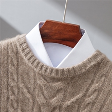 绞花加厚山羊绒衫半高领套头休闲毛衣2025秋冬新款男士针织羊毛衫，男装羊绒套衫，牧群羊绒