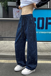 25秋季新款潮牌美式人字斜纹炒花砂洗休闲牛仔弯刀裤男5011特批48图片