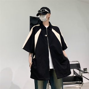 衬衫男士短袖韩版潮流高街帅气拼色夏季W5008-P40图片