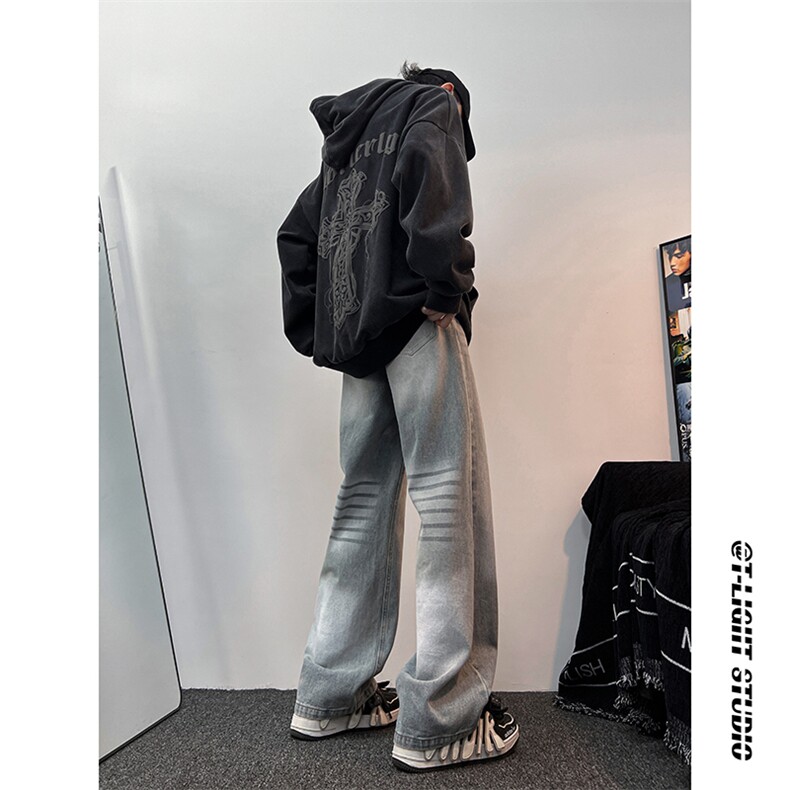 B221 美式ins高街暗黑重工艺宽松直筒牛仔裤 LK23125-P65 控88图片