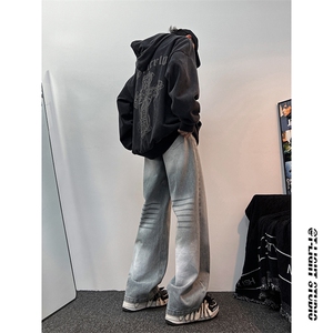 B221 美式ins高街暗黑重工艺宽松直筒牛仔裤 LK23125-P65 控88图片