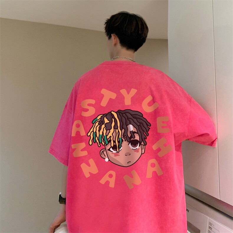抖音供货、10万现货印花款230克水洗棉短袖T恤D223A-ST2374-P35,男装T恤,电商019-1