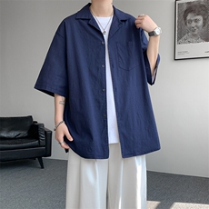 8XL-M亚麻短袖衬衫男夏薄款宽松休闲百搭大码半袖衬衣DC28002P50，男装衬衫，电商B312