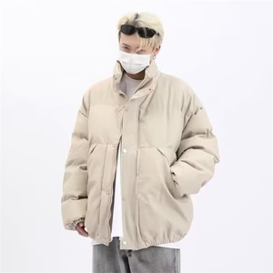 1506-1/MW1631/P72棕色灯芯绒立领棉服加厚冬季宽松保暖休闲外套1图片