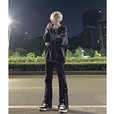 高街美式排扣牛仔裤拉链设计感直筒牛仔裤，男装牛仔裤，星座310A-4