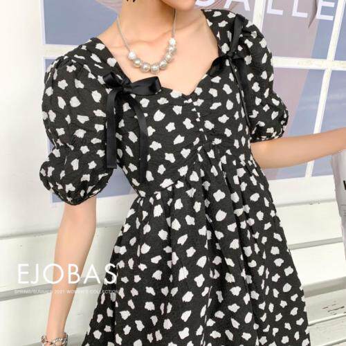 夏季时尚露背斑点连衣裙，女装连衣裙，1983