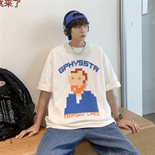 男潮流夏季发泡颗粒字母T恤宽松短袖T054P28，男装T恤，星座1116-2