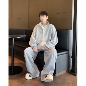 卫衣裤套装男女韩版潮流宽松百搭纯色2024秋冬ins两件套W6135-P85图片
